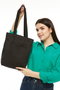 Zoozie Bags Bolso Tote 2116, Bolso de Mano de Gabardina 100% Negro con 2 Bolsillos Exteriores, 33 x 45 x 10 cm